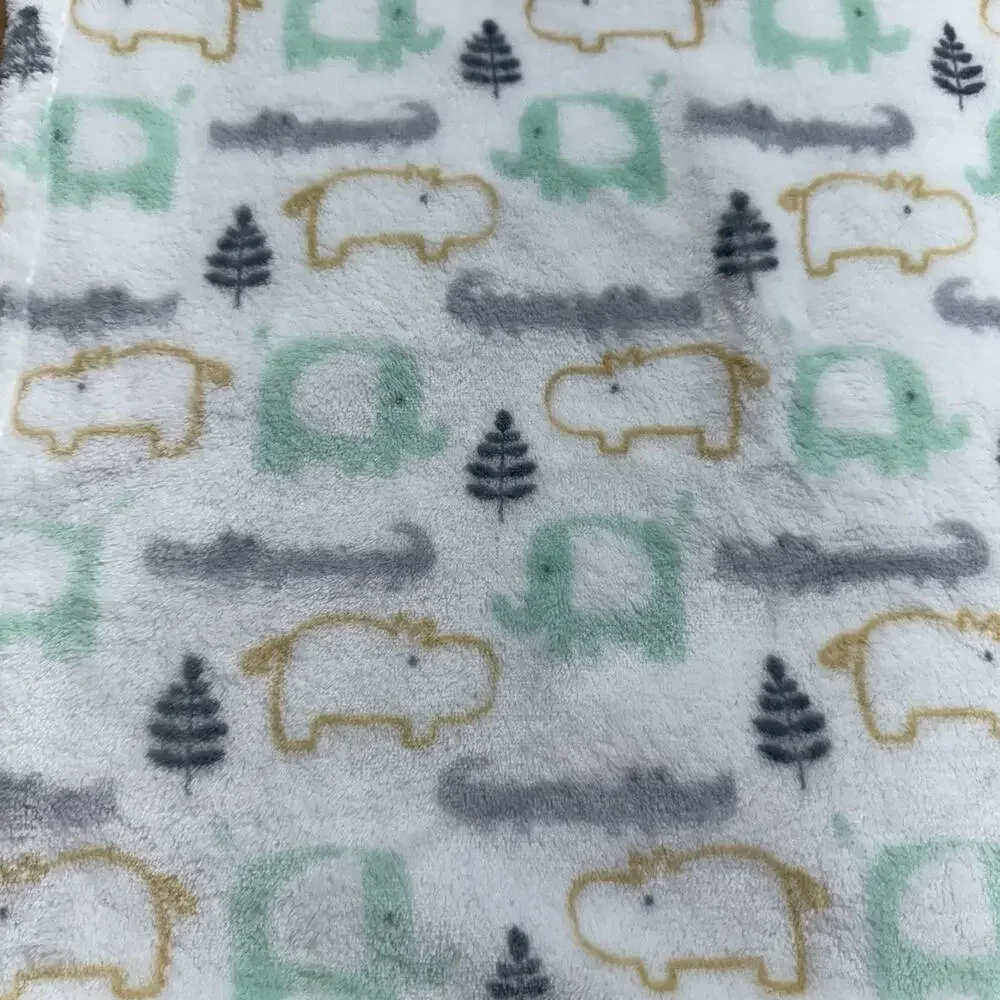 Betty & Bob Baby Security Blanket Elephant Alligator Lovey Green White 30x40